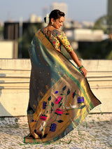 Green Tissue Paithani Zari Woven Saree