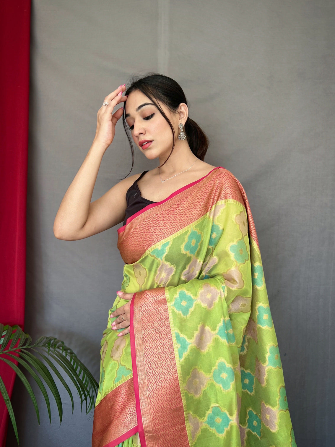 Green Saree in Organza