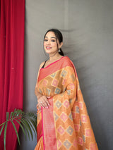 Pastel Orange Saree in Organza