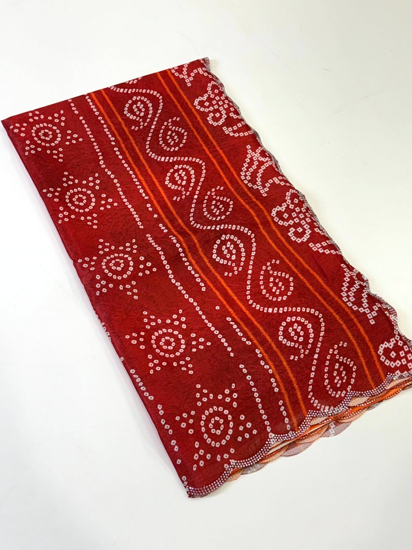 Vibrant Chiffon Bandhej Print Saree