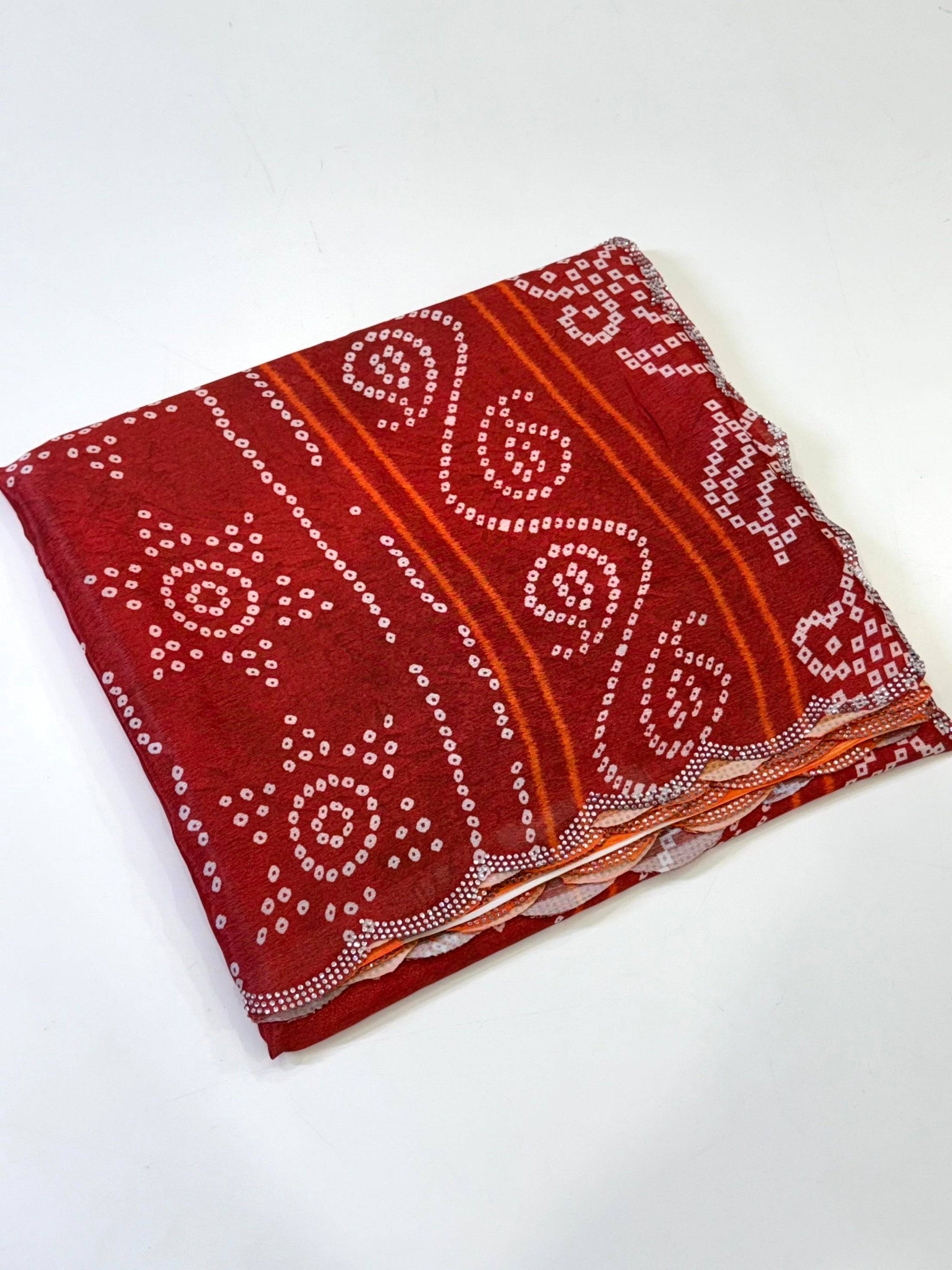 Vibrant Chiffon Bandhej Print Saree