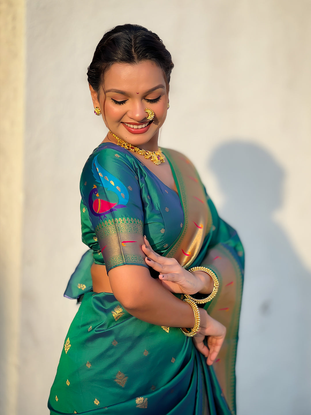 Green Peacock Paithani Zari Woven Saree