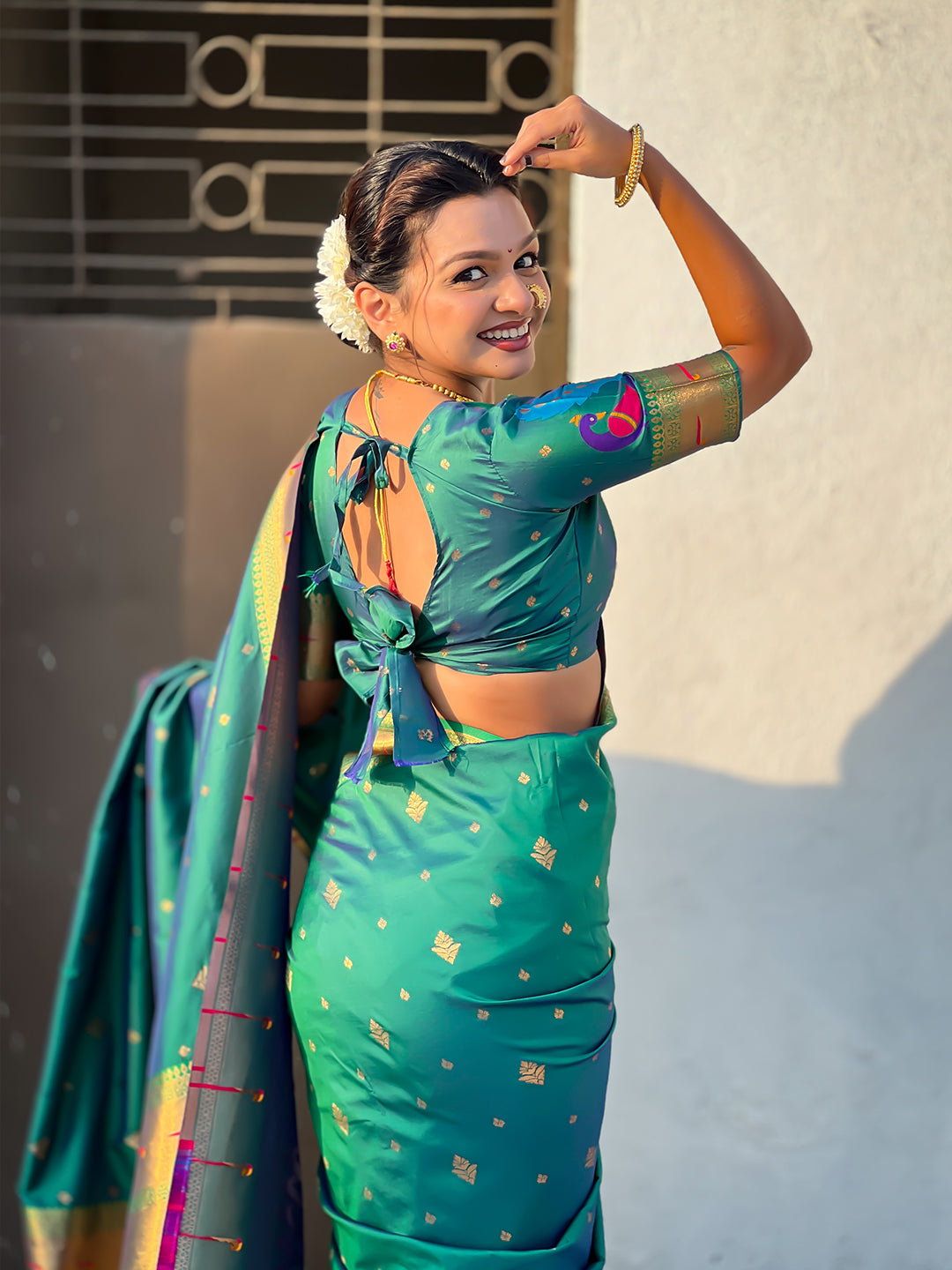 Green Peacock Paithani Zari Woven Saree