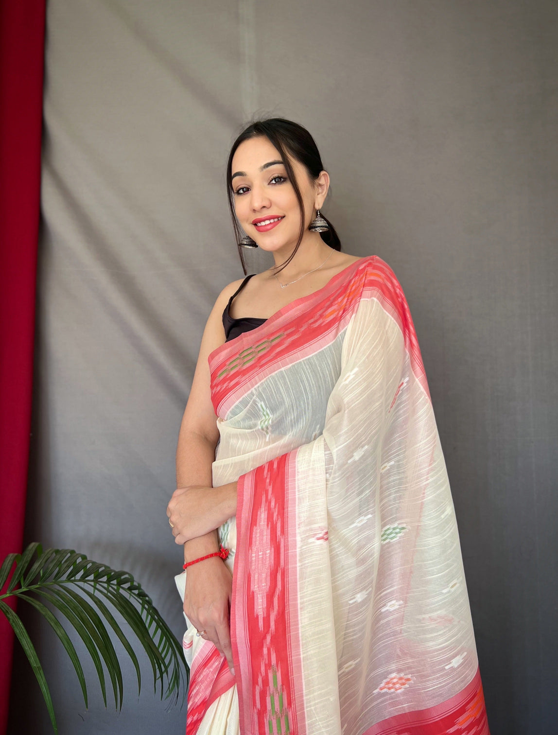 White Saree in Cotton