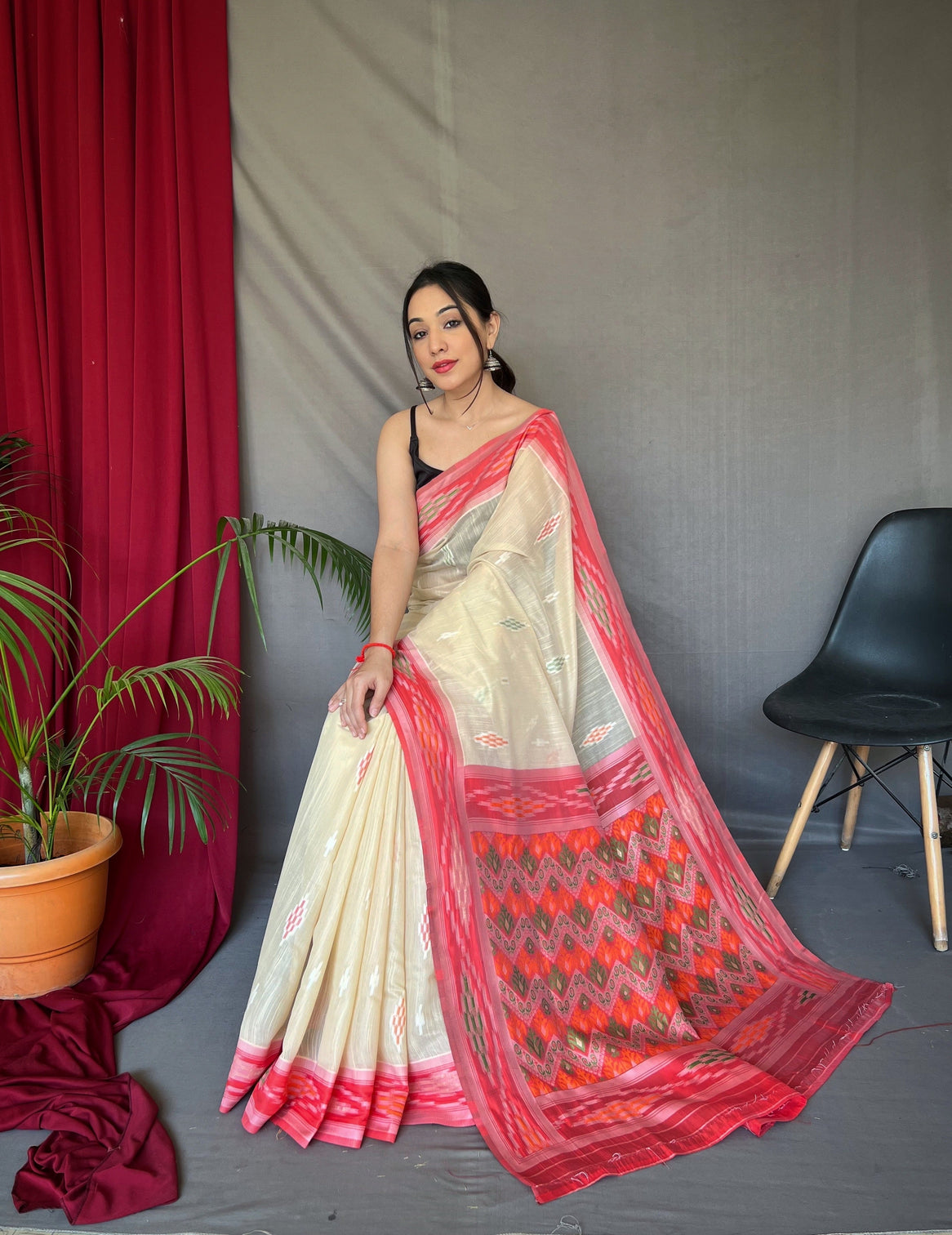 Ivory Saree in Cotton