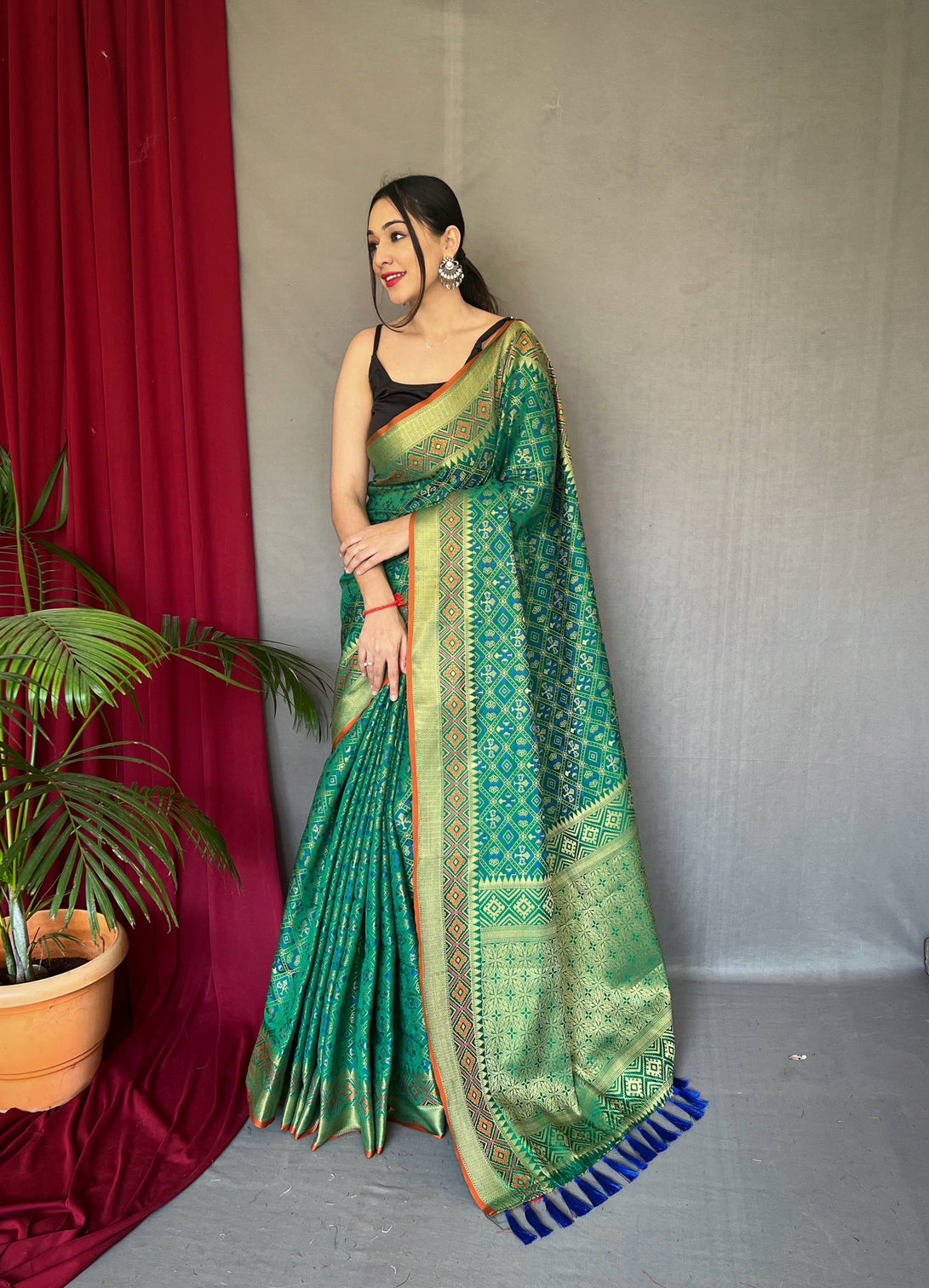 Green Saree in Rajkoti Patola Silk