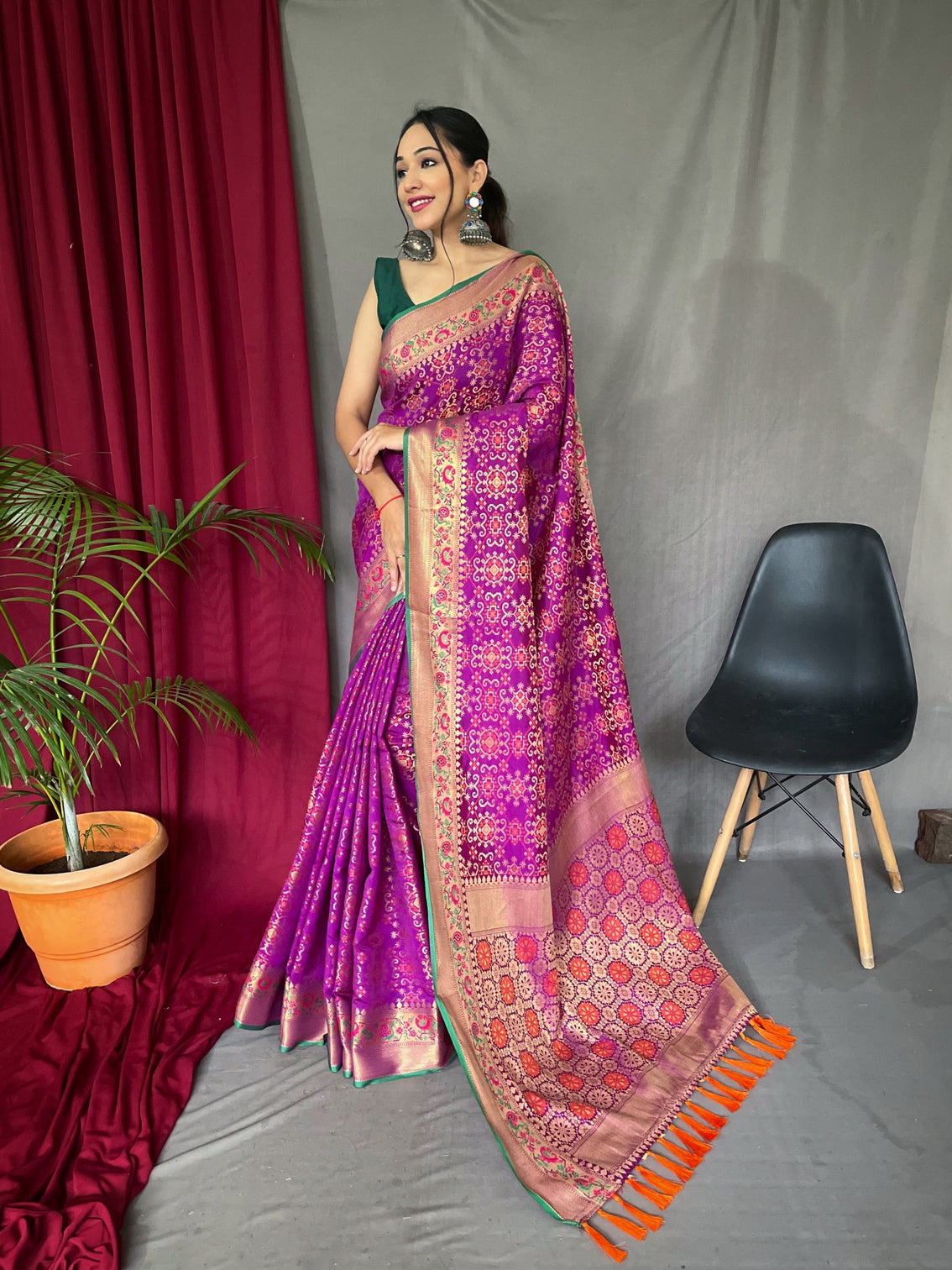Royal Magenta Saree in Bandhej Patola Silk