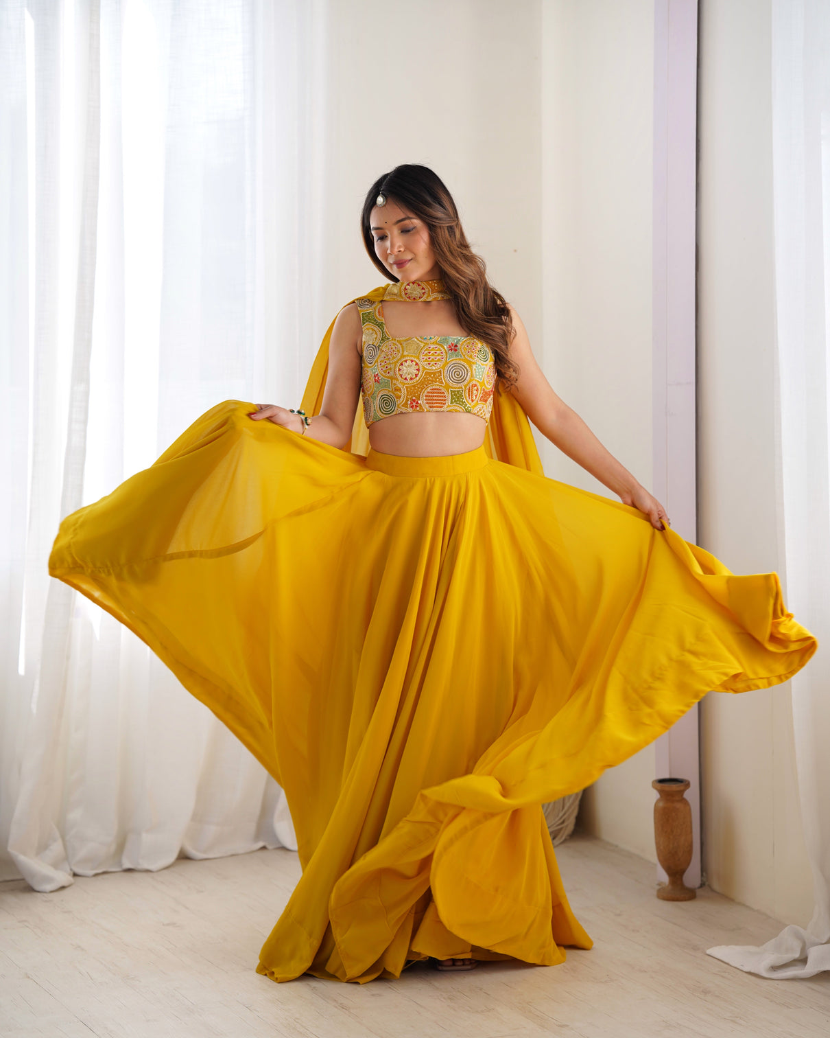 Elegant ready to wear anarkali suit for women designer bandhej work ethnic wear