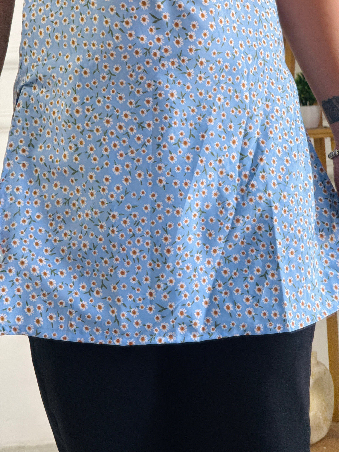 Soft blue ditsy floral multi wear tunic adjustable fit