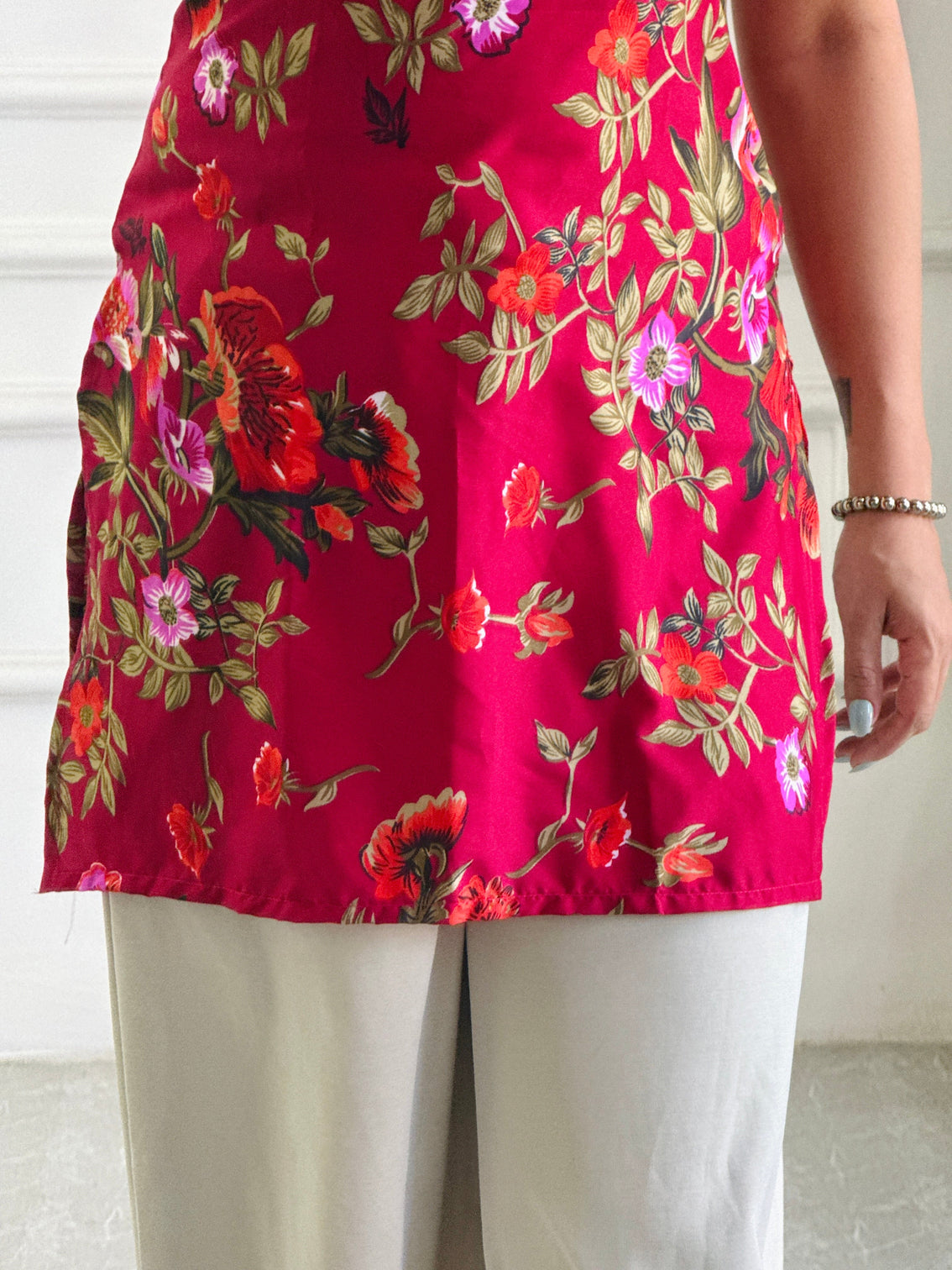 Rich maroon floral multi wear tunic adjustable fit