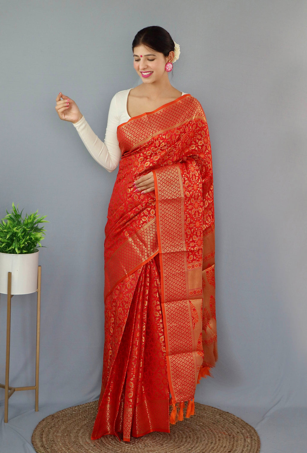 Red Saree in Rajkoti Patola Silk