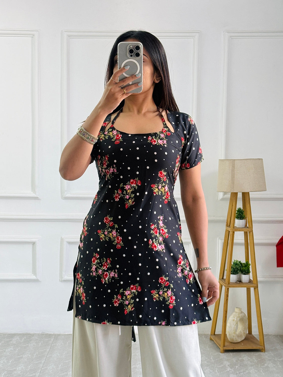 Polka dot floral multi wear tunic adjustable fit mameraa