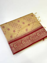 Cream Bandhej Pochampally Raw Silk Saree