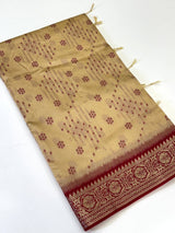 Cream Bandhej Pochampally Raw Silk Saree