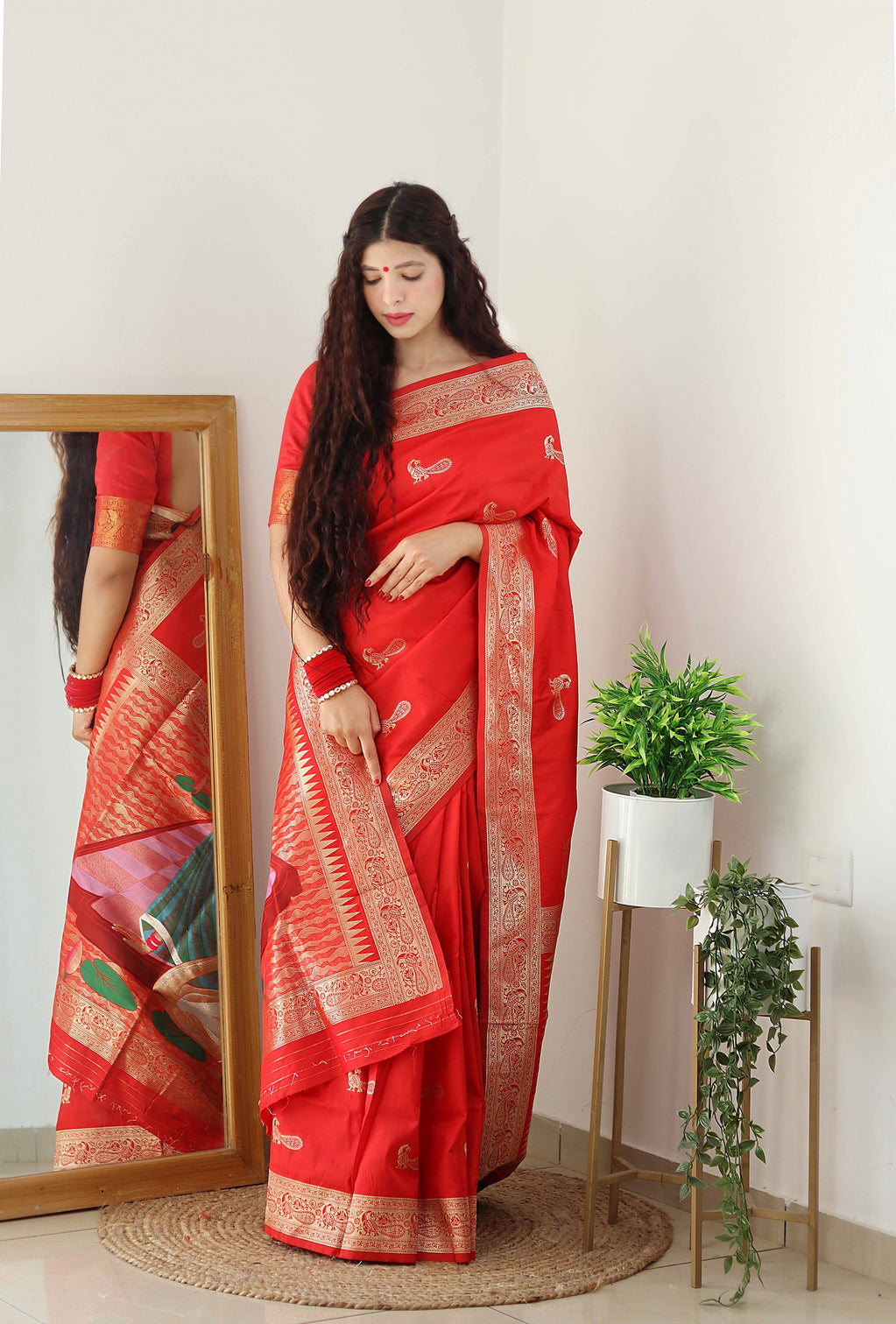 Pure banarasi silk saree with zari weaving