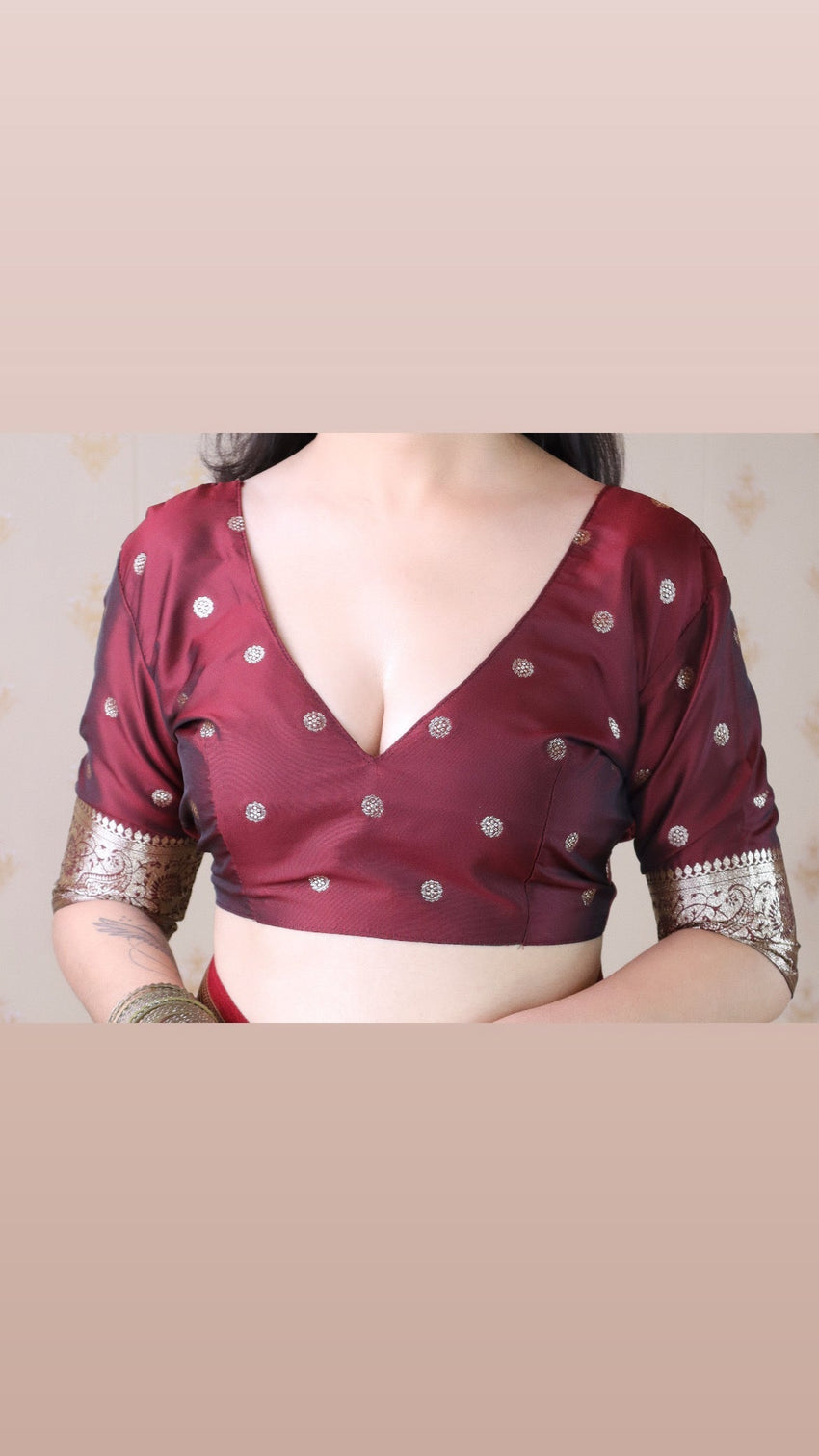 Maroon banarasi soft silk silver zari woven saree