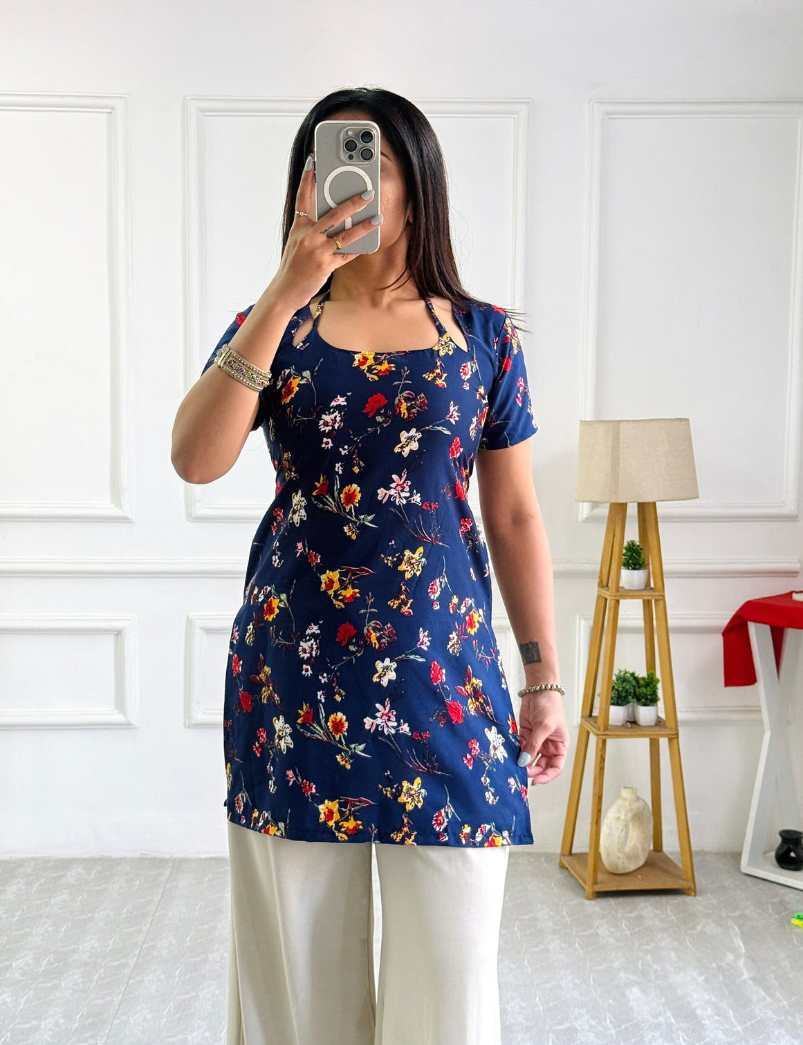 Dark bloom floral multi wear tunic adjustable fit mameraa