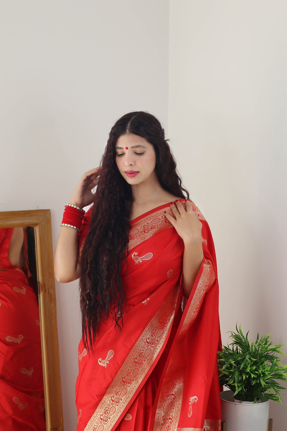 Pure banarasi silk saree with zari weaving