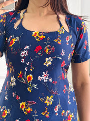 Dark bloom floral multi wear tunic adjustable fit