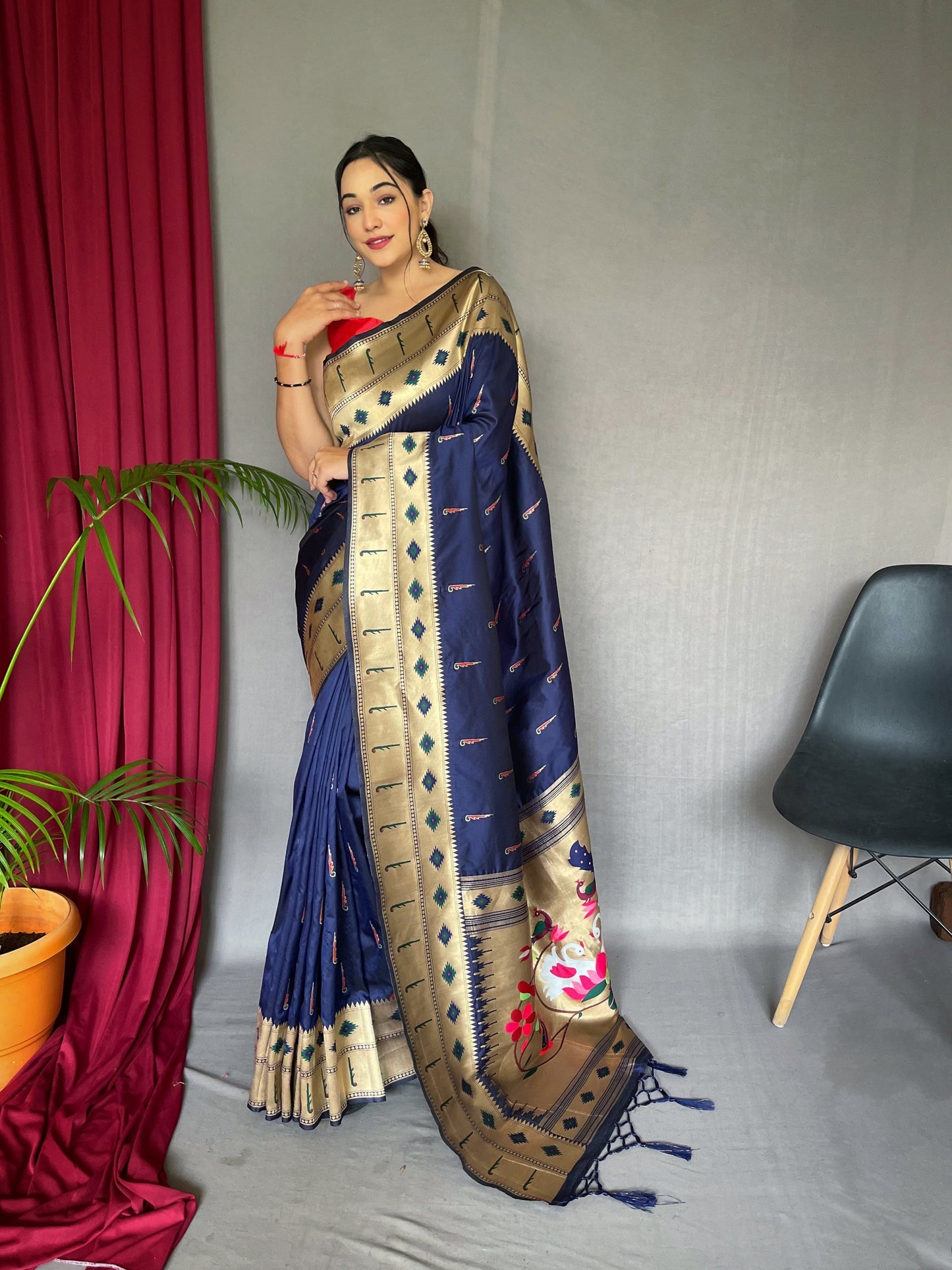 Blue Zodiac Saree in Paithani Silk