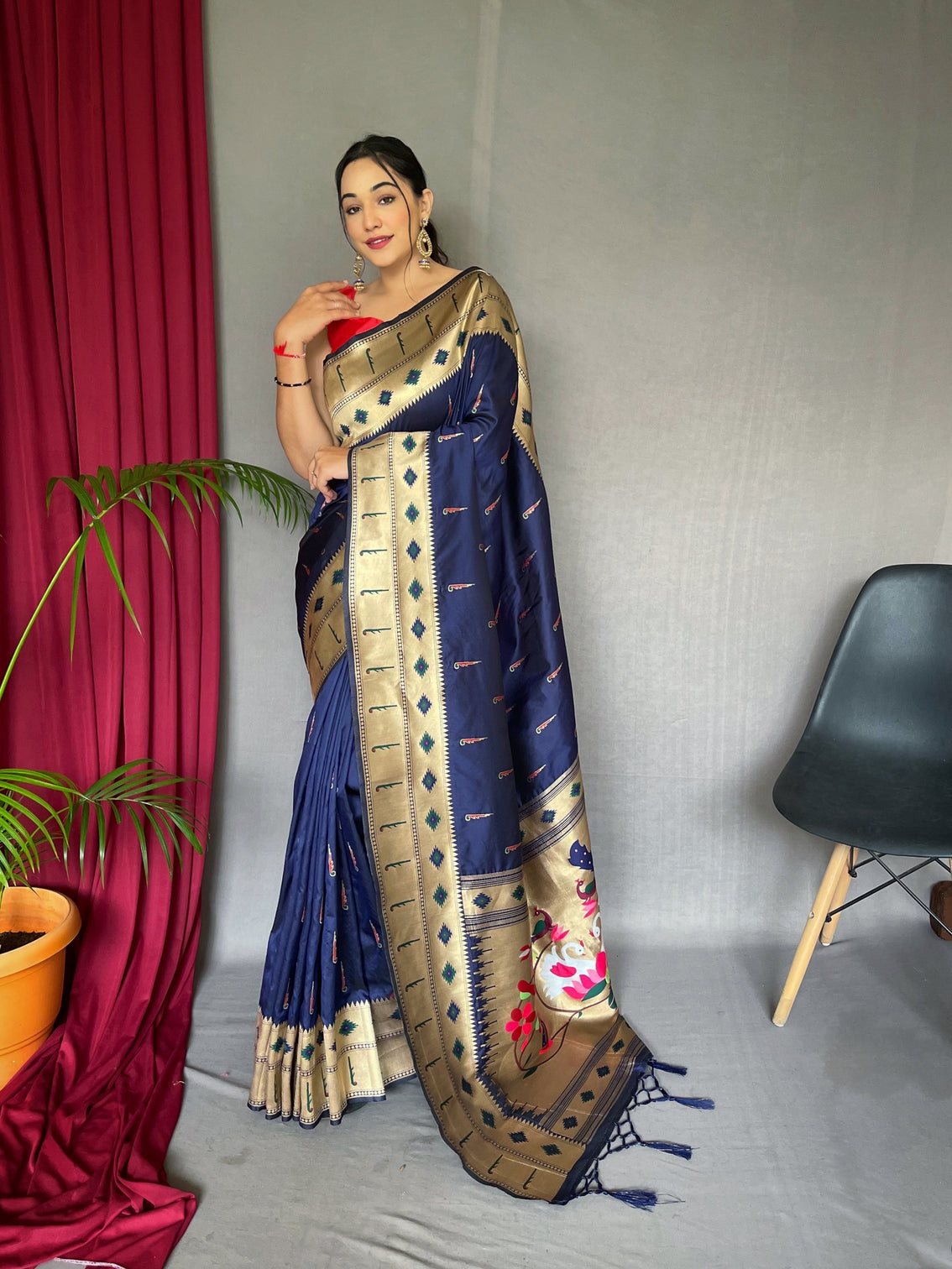 Blue Zodiac Saree in Paithani Silk