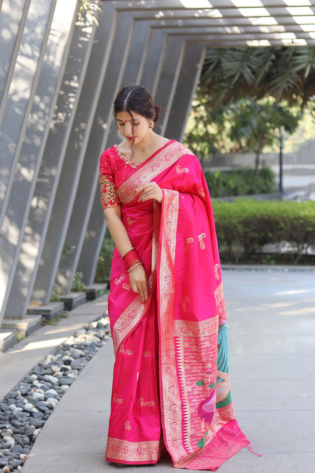Pure banarasi silk saree with zari weaving