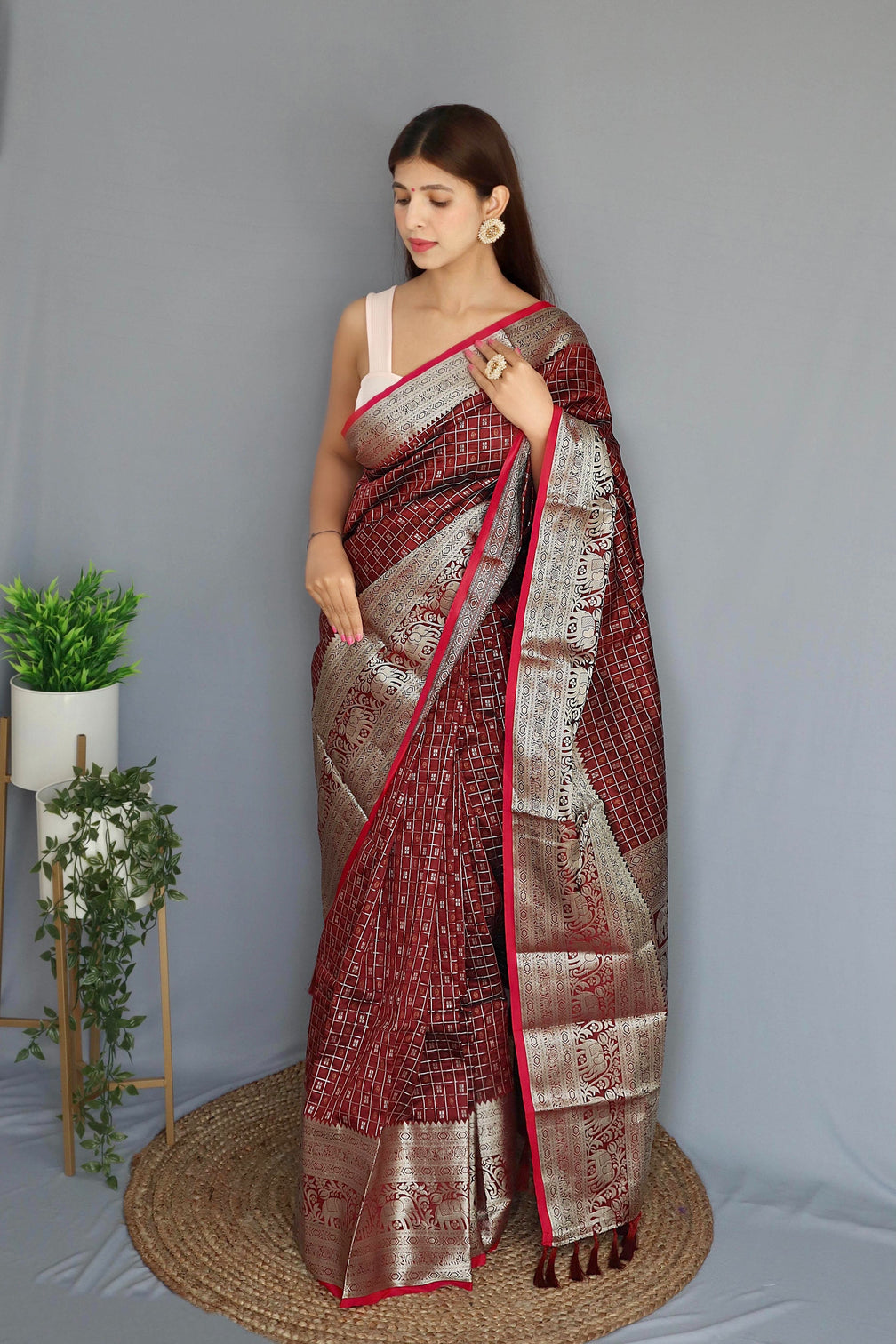 Brown Saree in Soft Silk