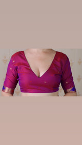 Purple Bandhani Paithani Silk  Zari Woven Saree
