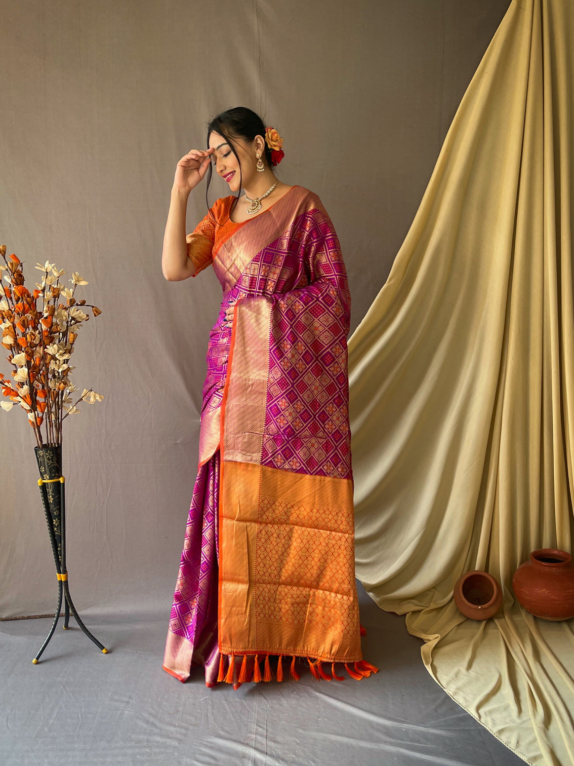 Purple Saree in Patan Patola
