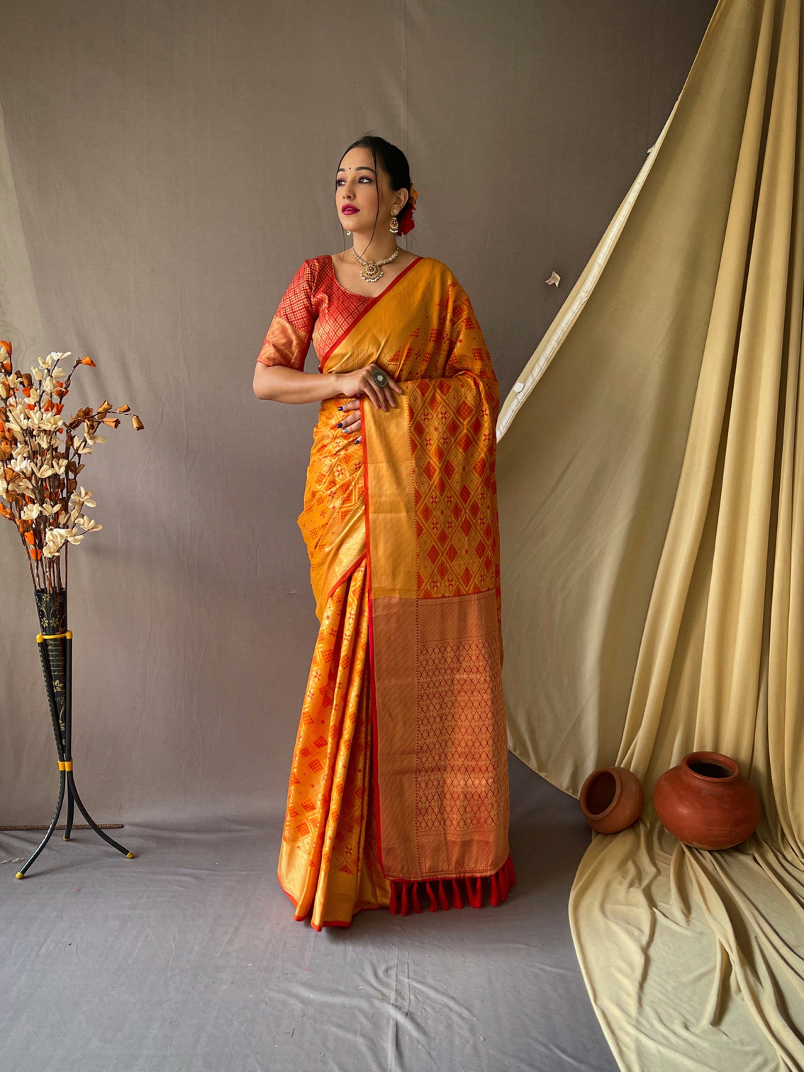 Yellow Saree in Patan Patola