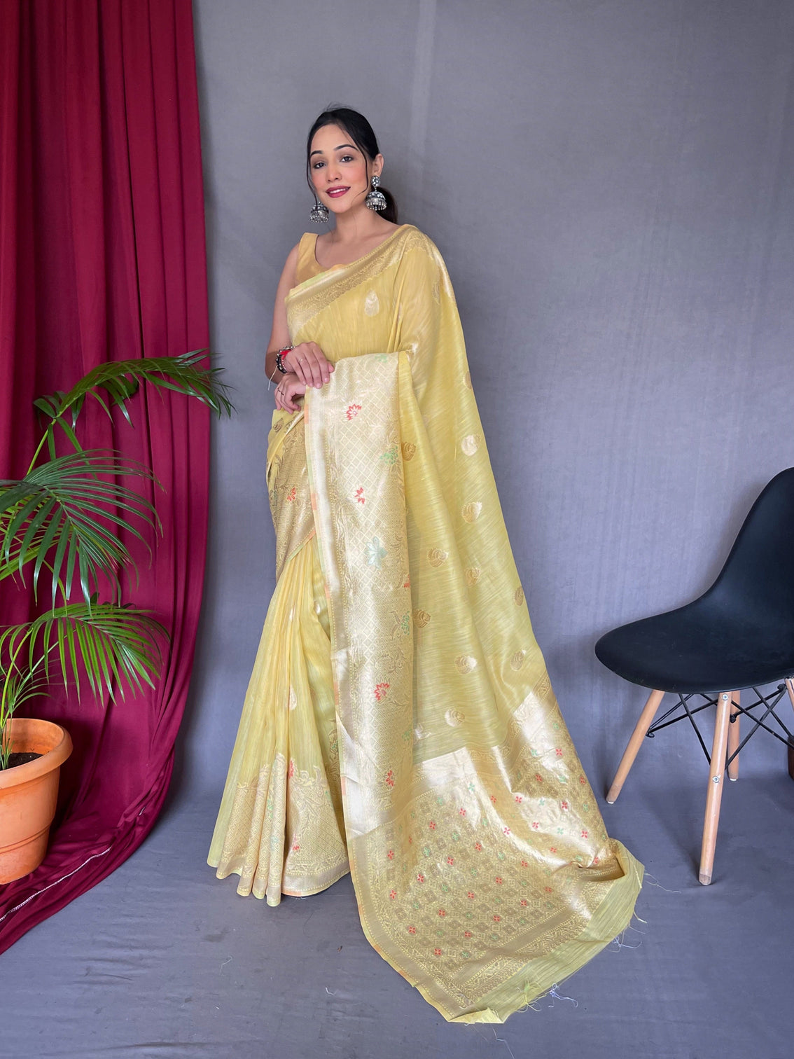 Yellow Saree in Cotton