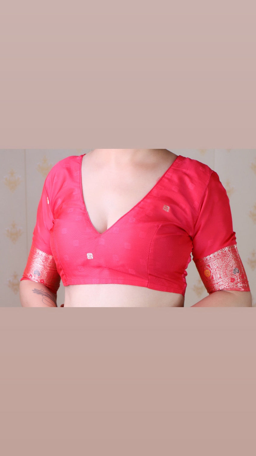 Pink soft silk banarasi jaal meenakari zari woven saree