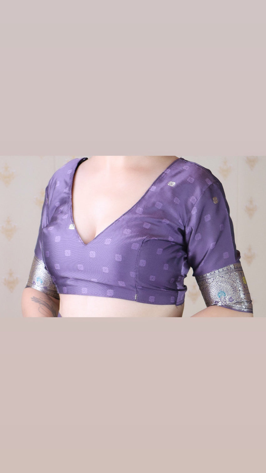 Lavender soft silk banarasi jaal meenakari zari woven saree
