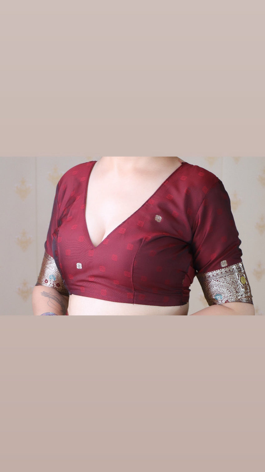 Maroon soft silk banarasi jaal meenakari zari woven saree