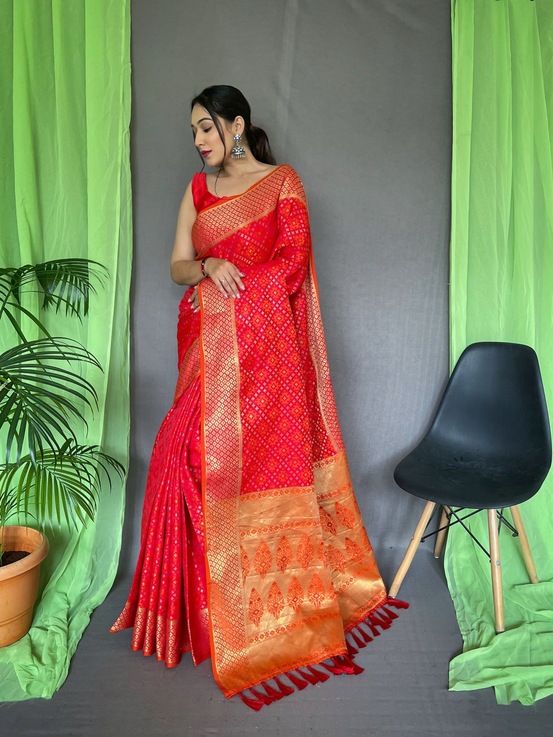 Red Saree in Patola Silk