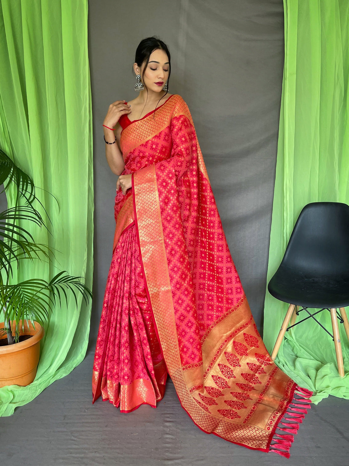 Peach Saree in Patola Silk