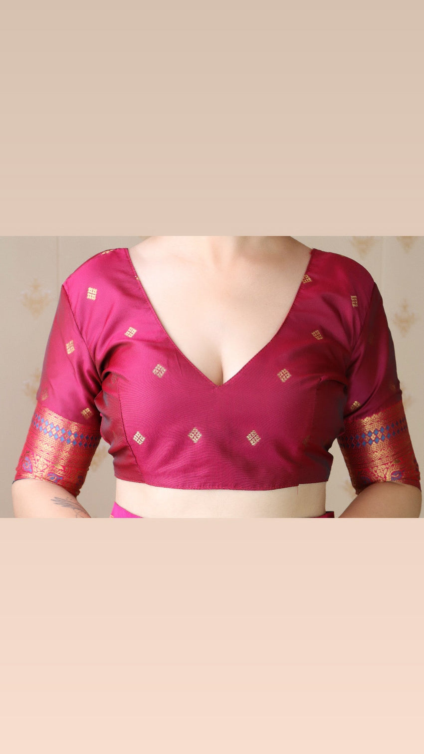 Denim blue soft silk banarasi zigzag meenakari zari woven saree