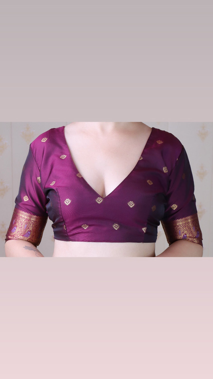 Lavender soft silk banarasi peacock zari woven saree