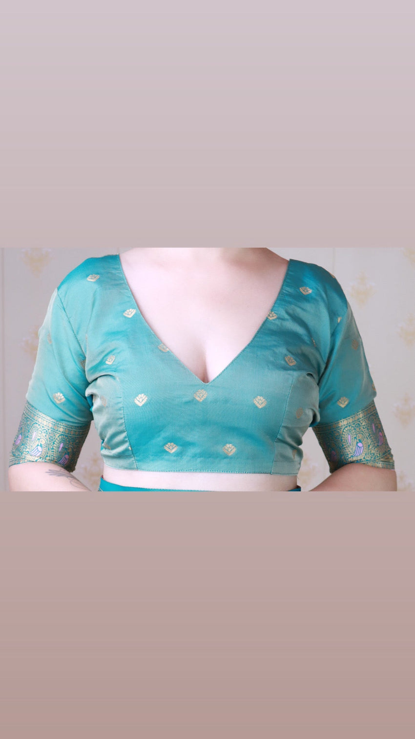 Baby pink soft silk banarasi peacock zari woven saree