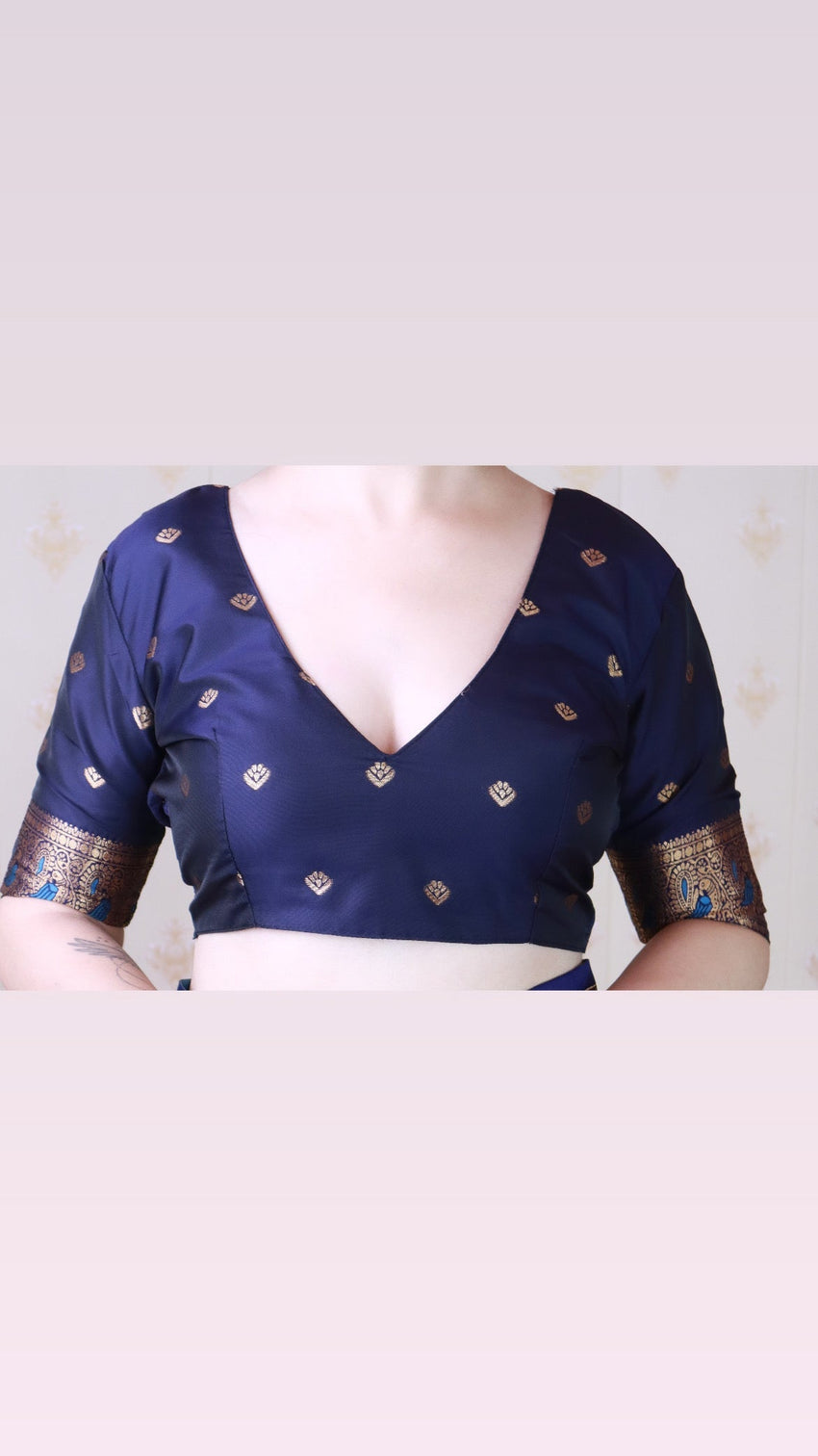 Metallic blue soft silk banarasi peacock zari woven saree