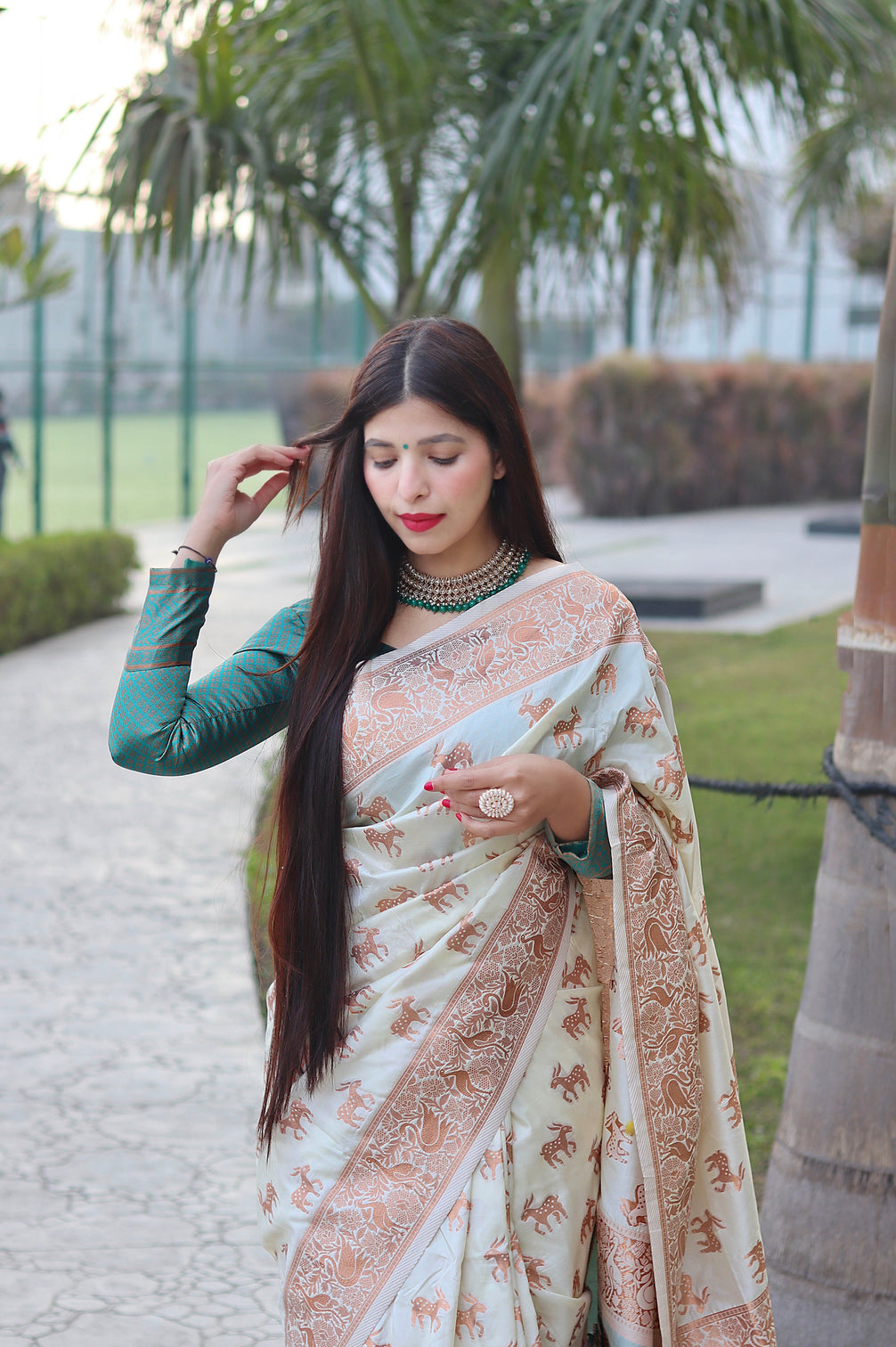 Pure banarasi silk saree with zari weaving