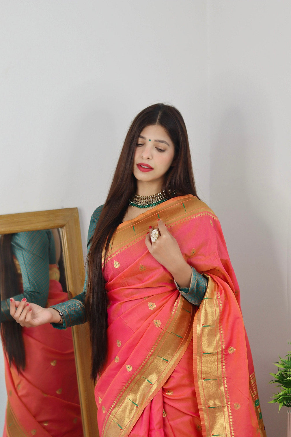 Pure banarasi silk saree with zari weaving