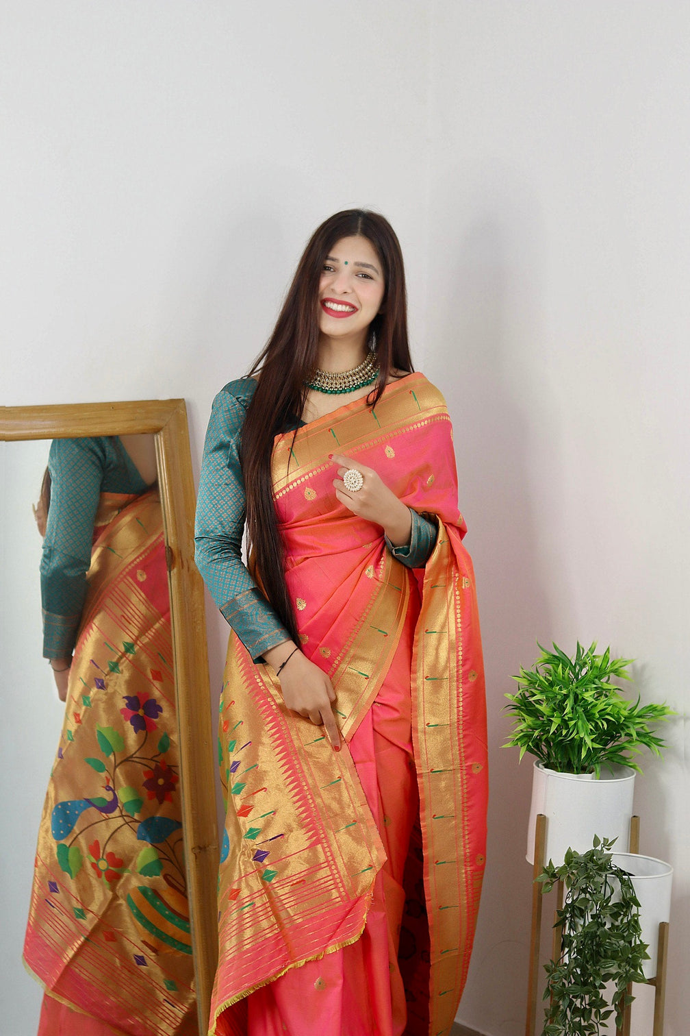 Pure banarasi silk saree with zari weaving