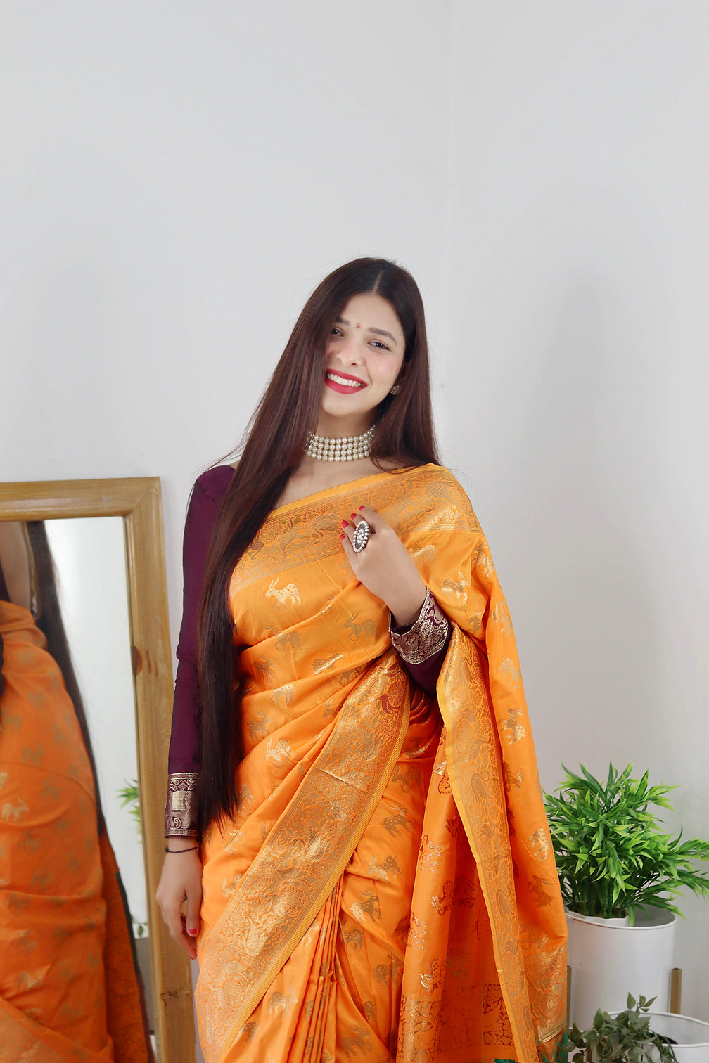 Pure banarasi silk saree with zari weaving mameraa