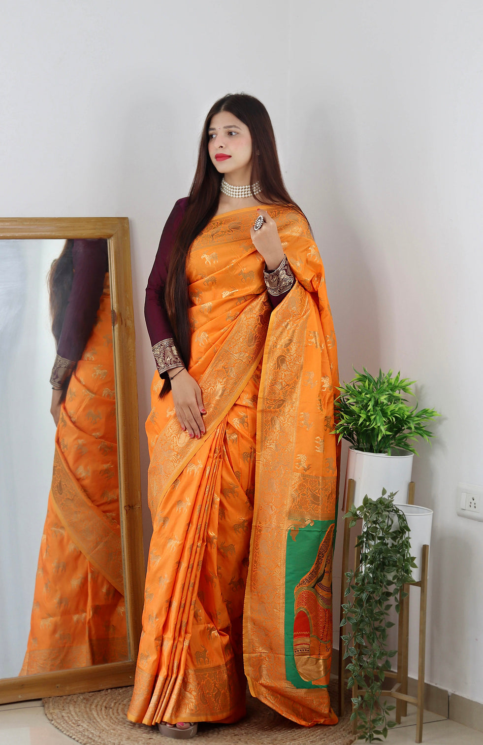 Pure banarasi silk saree with zari weaving