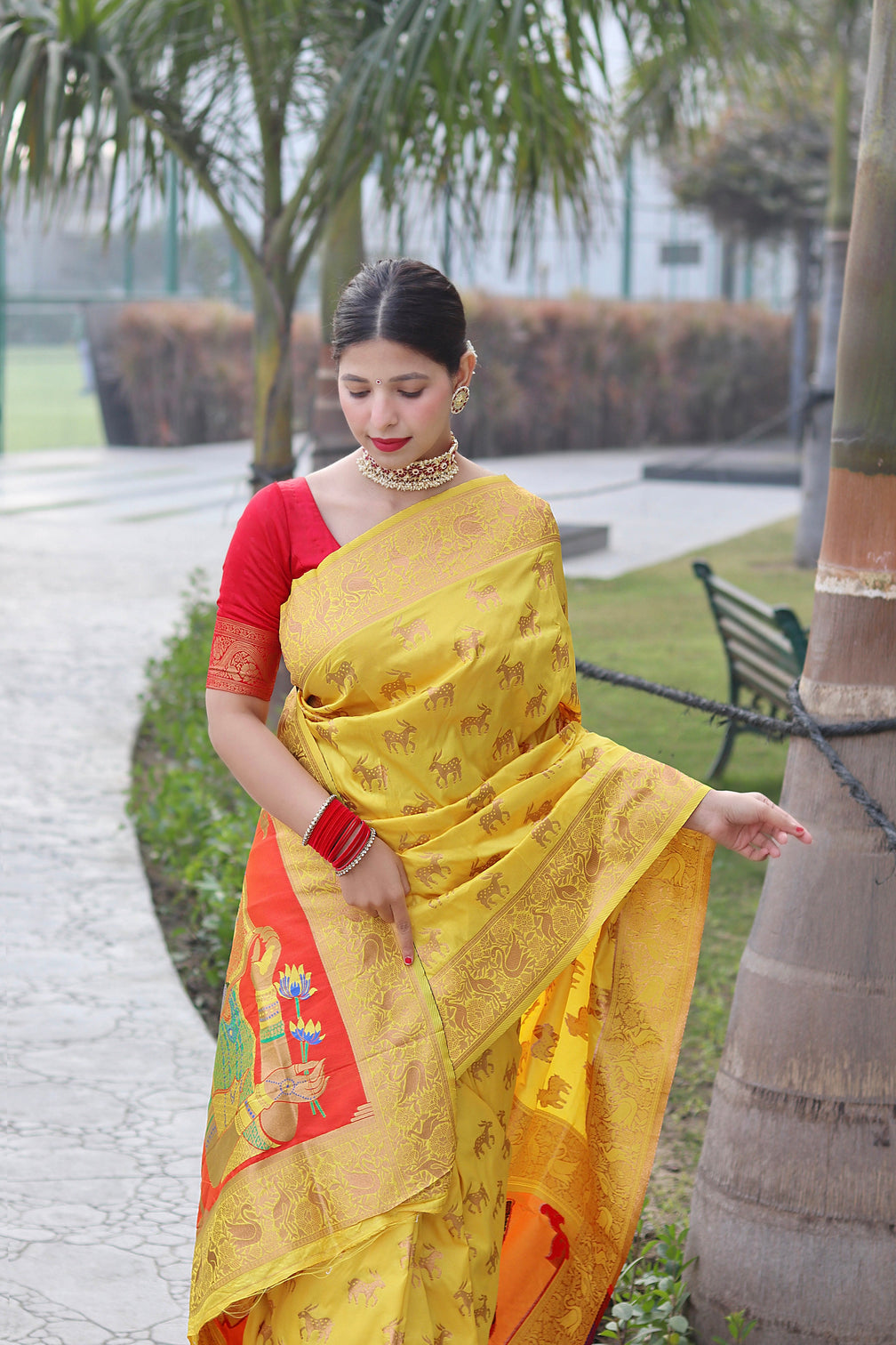 Pure banarasi silk saree with zari weaving