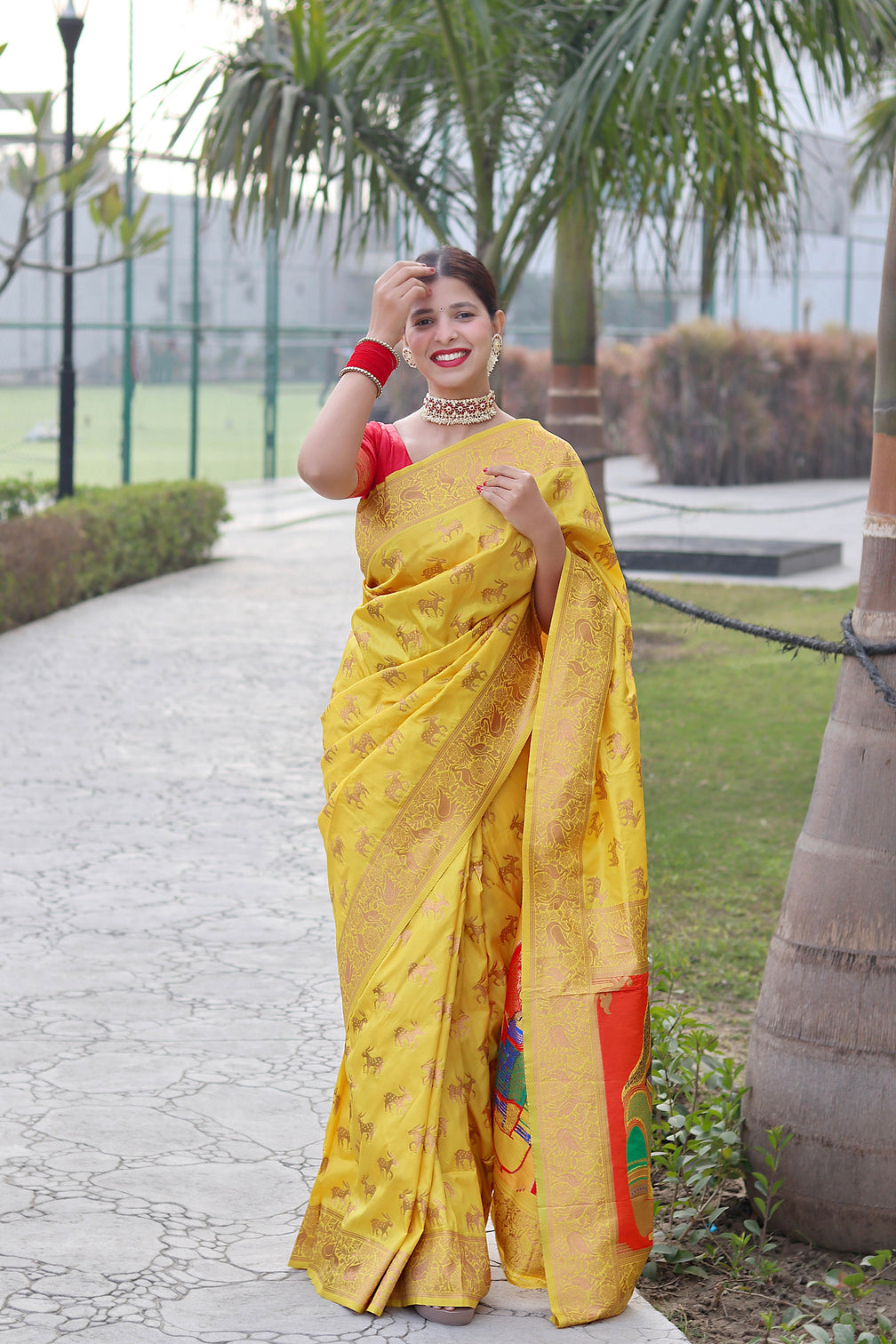 Pure banarasi silk saree with zari weaving