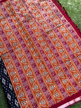 Black Pure Cotton Viscose Ikkat Print Saree