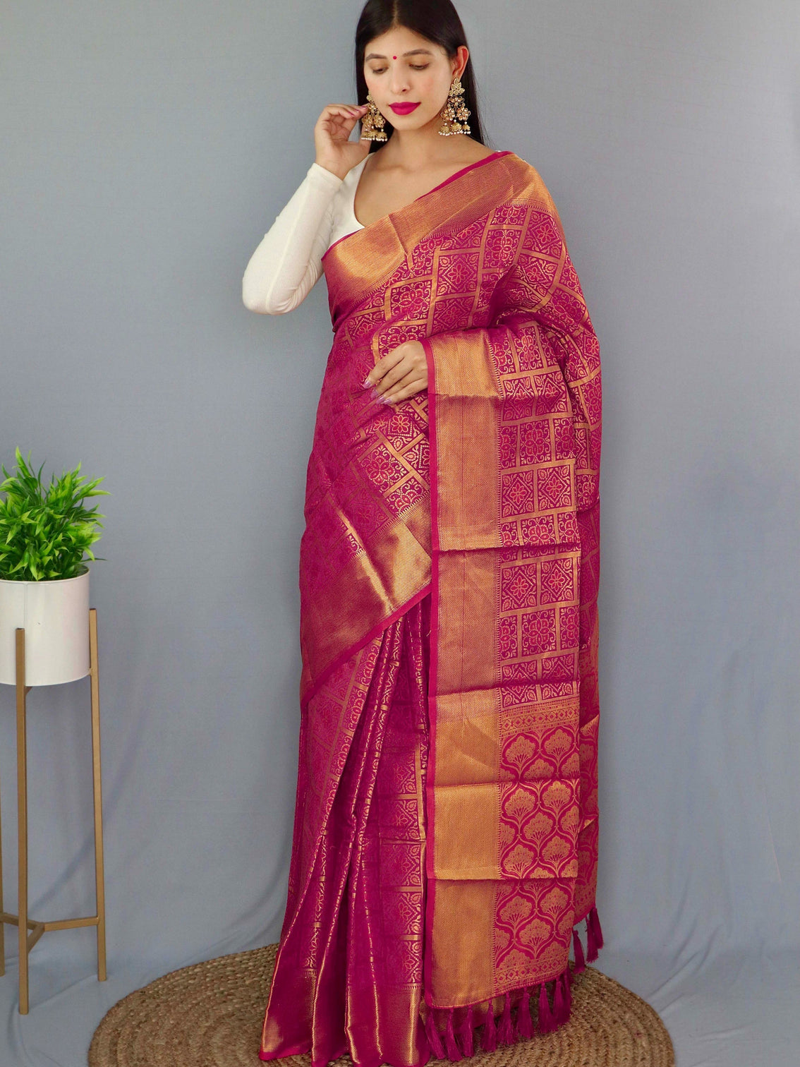 Pink with Orange Saree in Patola Silk