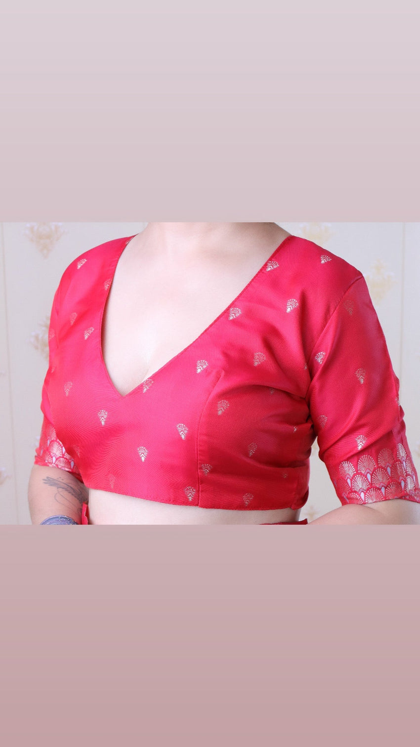 Pink soft silk dual zari woven saree with bird border